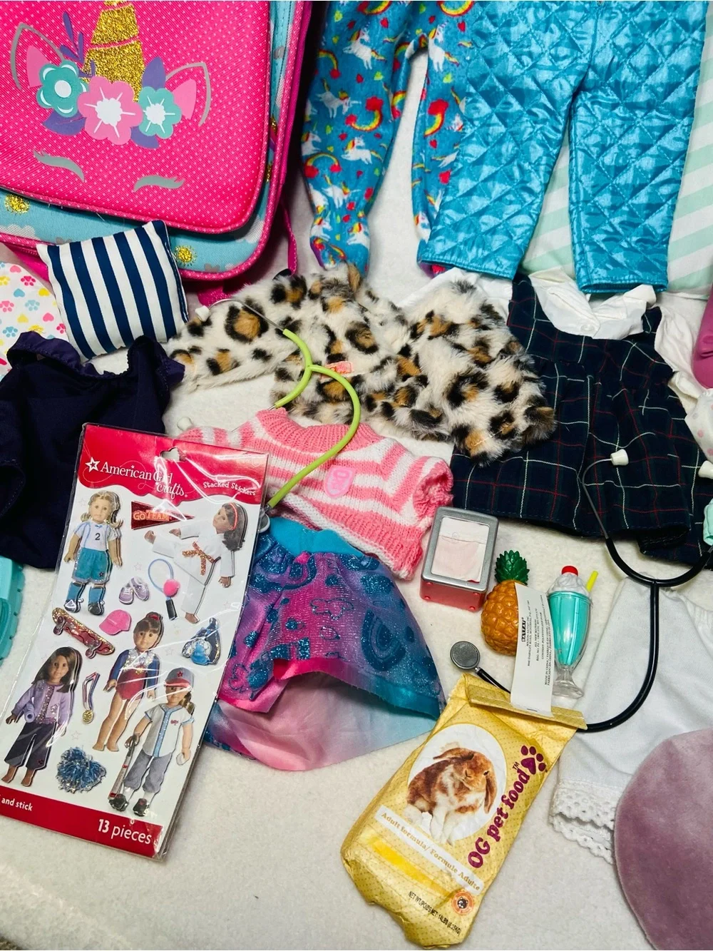 18” Doll Accessory Lot Variety Doll Carrier Jumpsuit Doll Clothes Accessoriesy